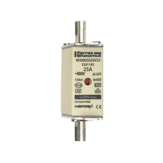 Mersen 25A NH Fuse NH000 500V AC with Leaf Spring Blown Indicator NH000