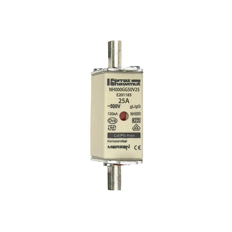 Mersen 25A NH Fuse NH000 500V AC with Leaf Spring Blown Indicator NH000