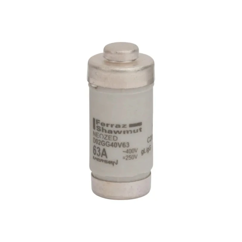 Mersen Neozed Fuse 63A, 400V AC, D02 Bottle Fuse, Ceramic Body, Breaking Capacity 50kA C201873 / D02GG40V63