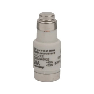 Mersen Neozed Fuse 20A 400V AC D02 Ceramic Body 50kA Breaking Capacity B217742 / D02GG40V20