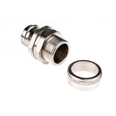 Adaptaflex Nickel Plated Brass Conduit Fitting 25 mm Nominal Size M25 Thread Silver IP54 Rated 7TCA296020R0198 SP25/M25/B