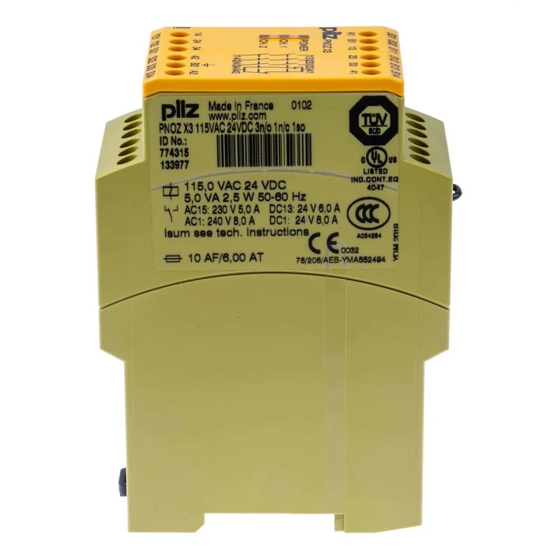 Pilz Safety Relay PNOZ X3, 115V AC/DC, 24V AC/DC Coil Voltage, 3 Safety Contacts, 1 Auxiliary Contact 774315