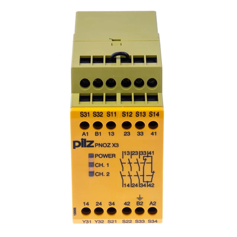 Pilz Safety Relay PNOZ X3, 115V AC/DC, 24V AC/DC Coil Voltage, 3 Safety Contacts, 1 Auxiliary Contact 774315