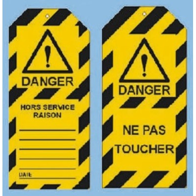 Brady Lockout Tag, Polyester, 75 x 160 mm, Pack of 10, TAG-F NE PAS TOUCHER-75X160MM