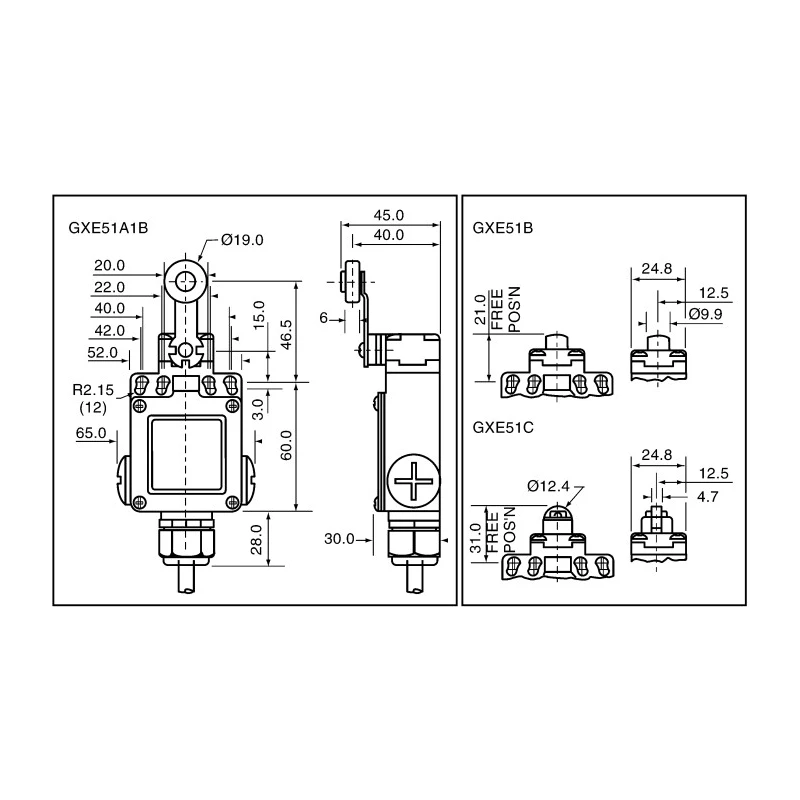 Honeywell Technologies GXE Series Plunger Limit Switch, SPDT Contact, IP67, Die Cast Zinc Housing, 250V AC, 6A GXE51B