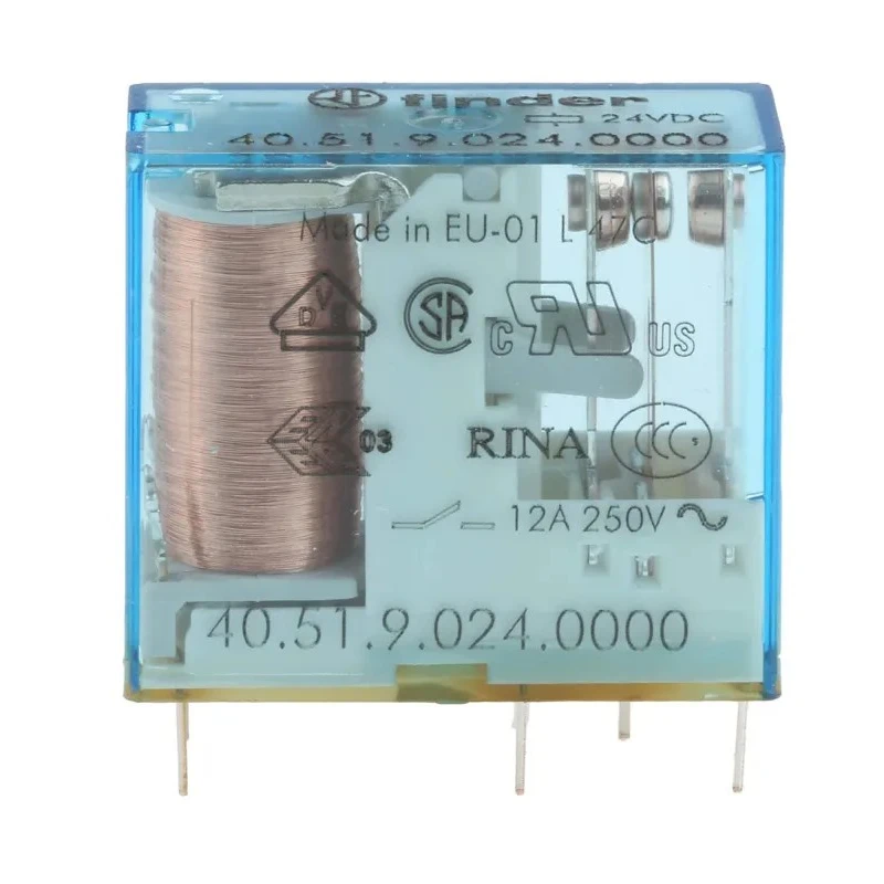Finder PCB Power Relay 24V DC Coil, 10A Switching Current, SPDT Contact Configuration 40.51.9.024.0000