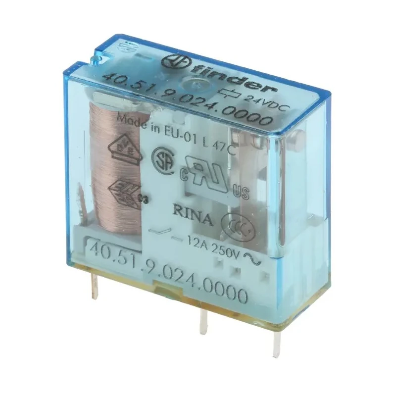 Finder PCB Power Relay 24V DC Coil, 10A Switching Current, SPDT Contact Configuration 40.51.9.024.0000
