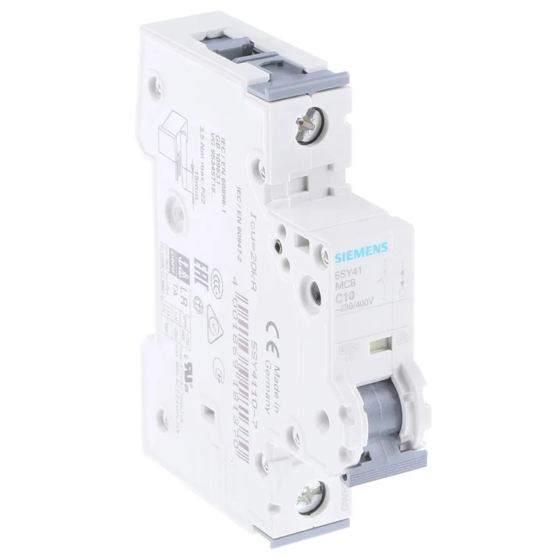 Merlin Gerin SENTRON Miniature Circuit Breaker, 1-Pole, 10A, Type C, 400V AC, 72V DC, 10 kA Breaking Capacity 5SY4110-7