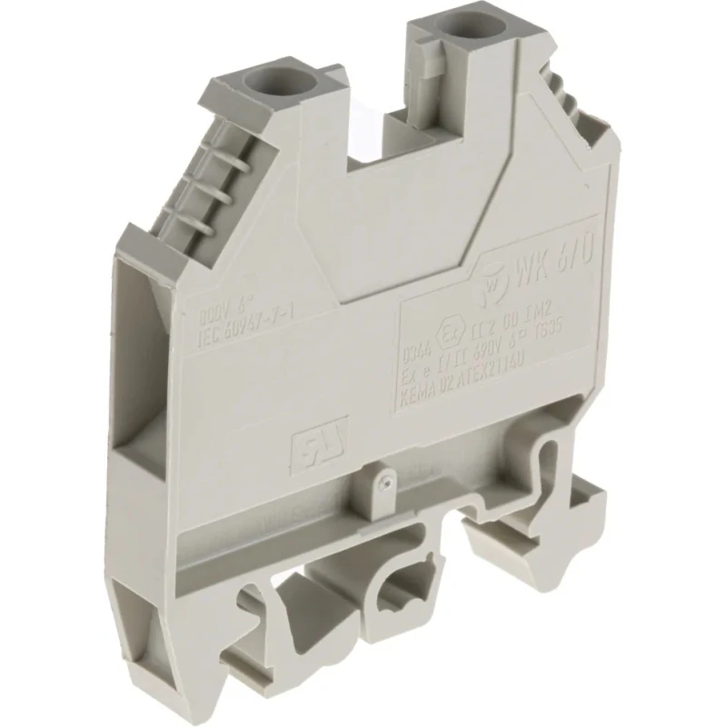 RS PRO Feed Through Terminal Block Grey, 6mm² Cable, 1-Level, Screw Termination, 41A Current, 1kV Voltage, ATEX 384-6972