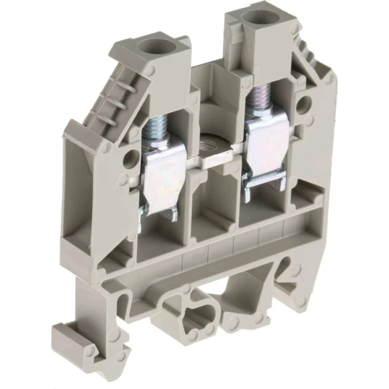 RS PRO Feed Through Terminal Block Grey, 6mm² Cable, 1-Level, Screw Termination, 41A Current, 1kV Voltage, ATEX 384-6972