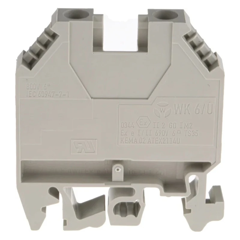 RS PRO Feed Through Terminal Block Grey, 6mm² Cable, 1-Level, Screw Termination, 41A Current, 1kV Voltage, ATEX 384-6972