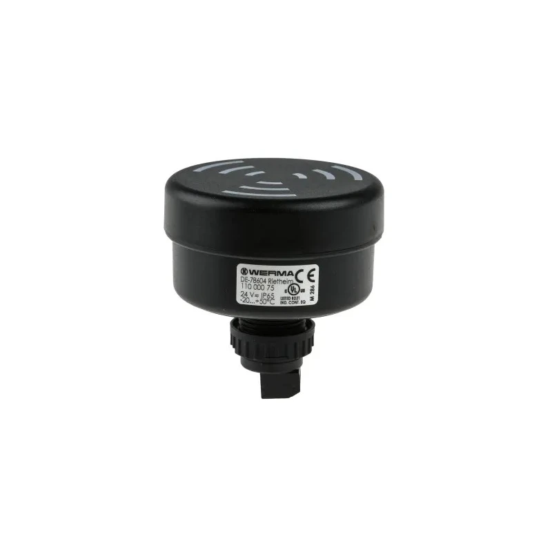 Werma Buzzer Wall 24V AC/DC, IP65 Dust-tight Polycarbonate Housing, 100 dB Sound Level, Pulse Tone, 8-Tone IP65