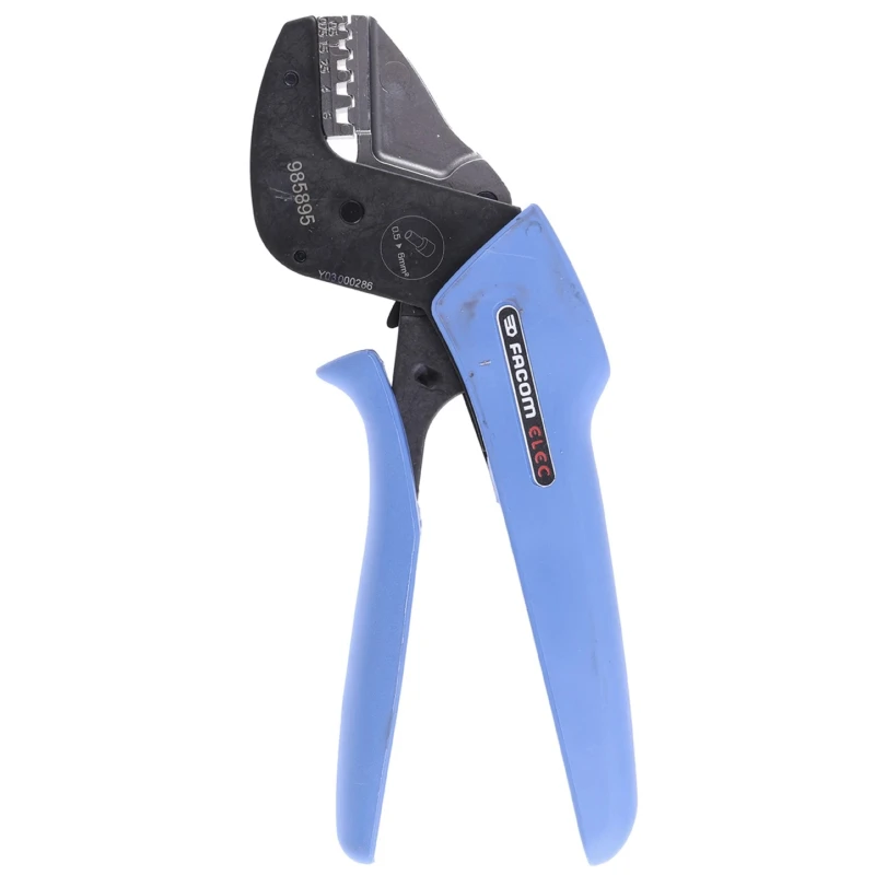 Facom Crimp Tool for Wire Ferrules 0.5 to 6 mm², Ratchet System, Stainless Steel Dies 985895