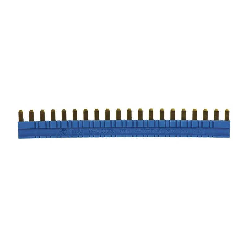 Finder Copper Jumper Link Busbar, Plastic, 93 Series, 6.2 mm Pitch, 6A Current Rating, Blue, Model 093.20