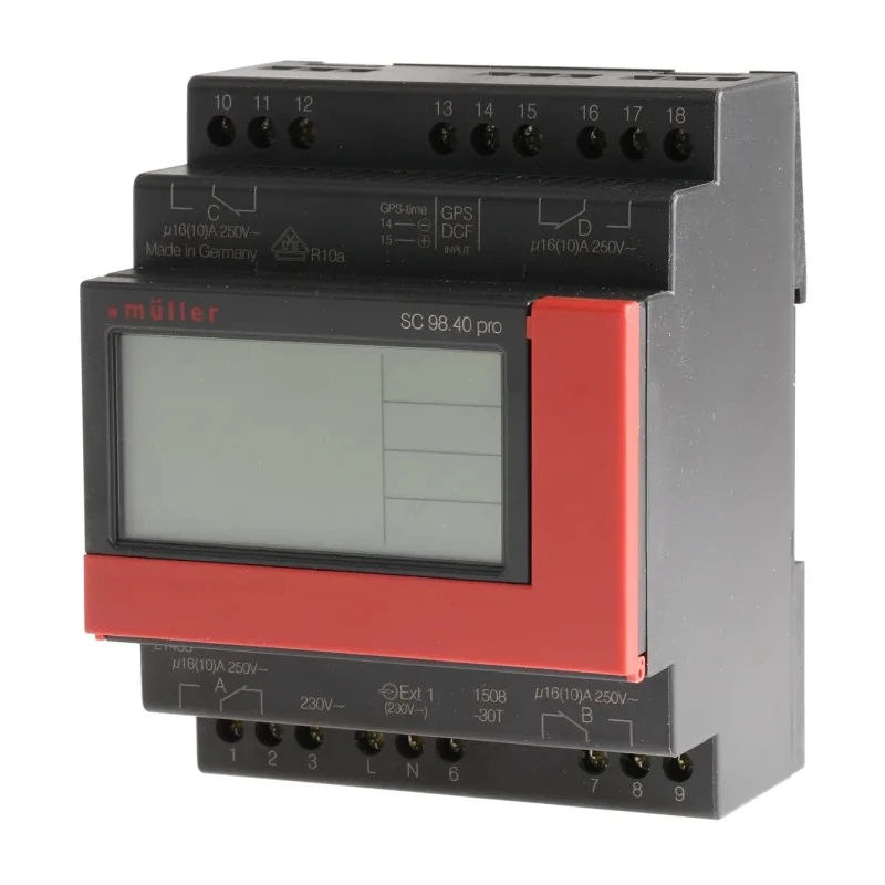 Muller Digital SC DIN Rail Time Switch 4-Channel 230V AC SC 98.40 PRO 230V 50-60HZ