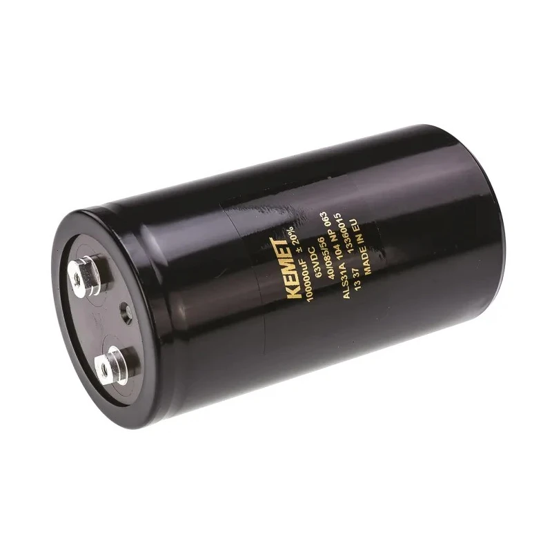 KEMET Aluminium Electrolytic Capacitor 0.1 F 63V dc Polar Screw Mount Cylindrical Can ALS31A104NP063