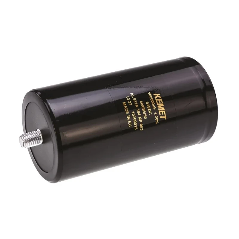 KEMET Aluminium Electrolytic Capacitor 0.1 F 63V dc Polar Screw Mount Cylindrical Can ALS31A104NP063