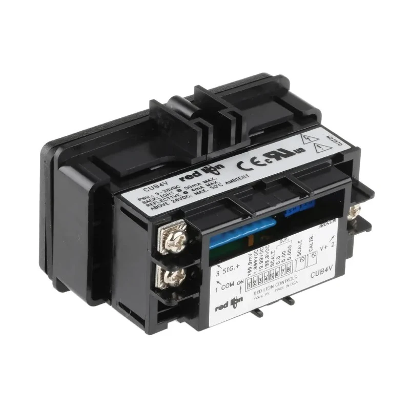 Red Lion Digital Voltmeter DC, LCD Display 3.5-Digits ±0.1 %, 33 mm Cutout Height, 68 mm Cutout Width CUB4V010