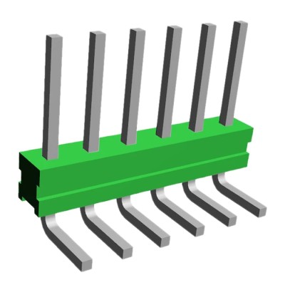 TE Connectivity AMPMODU MOD II Series Right Angle Through Hole Pin Header 6 Contacts 2.54 mm Pitch 1 Row 825437-6