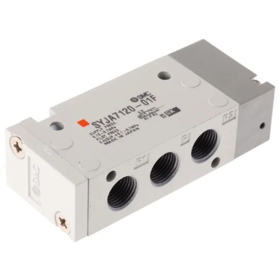 SMC Pneumatic Control Valve 5/2 Function Pilot/Spring Actuation G 1/8 Port 0.15-0.7 MPa 626 L/min Die Cast Aluminium SYJA7000