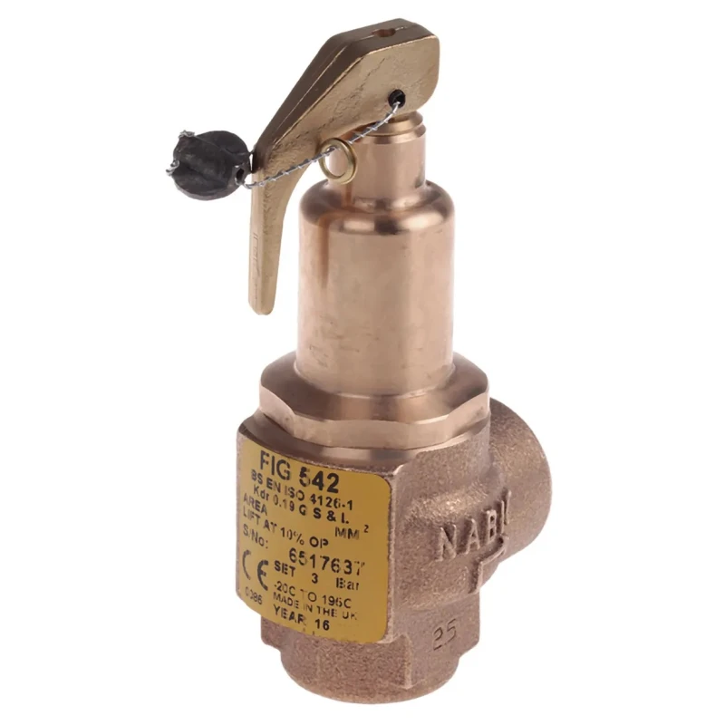 Nabic Valve Safety Products 3 bar Pressure Relief Valve Threaded Inlet/Outlet 1/2 in Bronze Body N-542-015 3 BAR