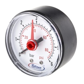 RS PRO 50 mm 1/4 in BSP Back Entry ABS Case Pressure Gauge 0-6 bar 120°C 389-0569