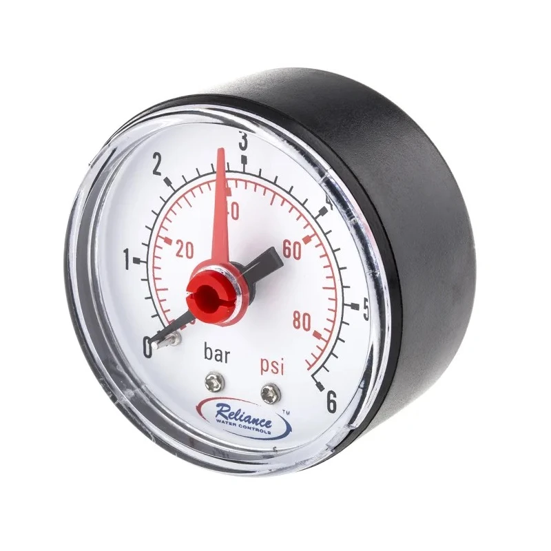 RS PRO 50 mm 1/4 in BSP Back Entry ABS Case Pressure Gauge 0-6 bar 120°C 389-0569