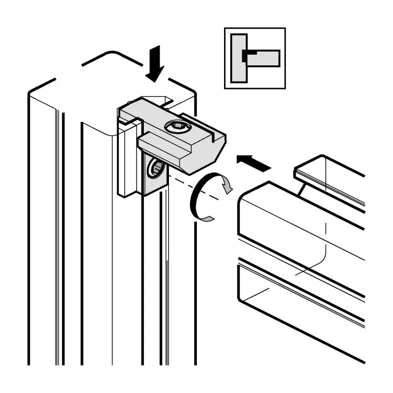 Bosch Rexroth M8 Inner Bracket Connecting Component for Strut Profile 40 mm, 45 mm, 50 mm, 60 mm Groove Size 10 mm 3842535572