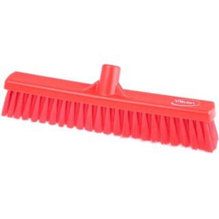 Vikan Red Push Broom with Polyethylene Terephthalate Bristles for Dry and Wet Areas 410mm Width 31794