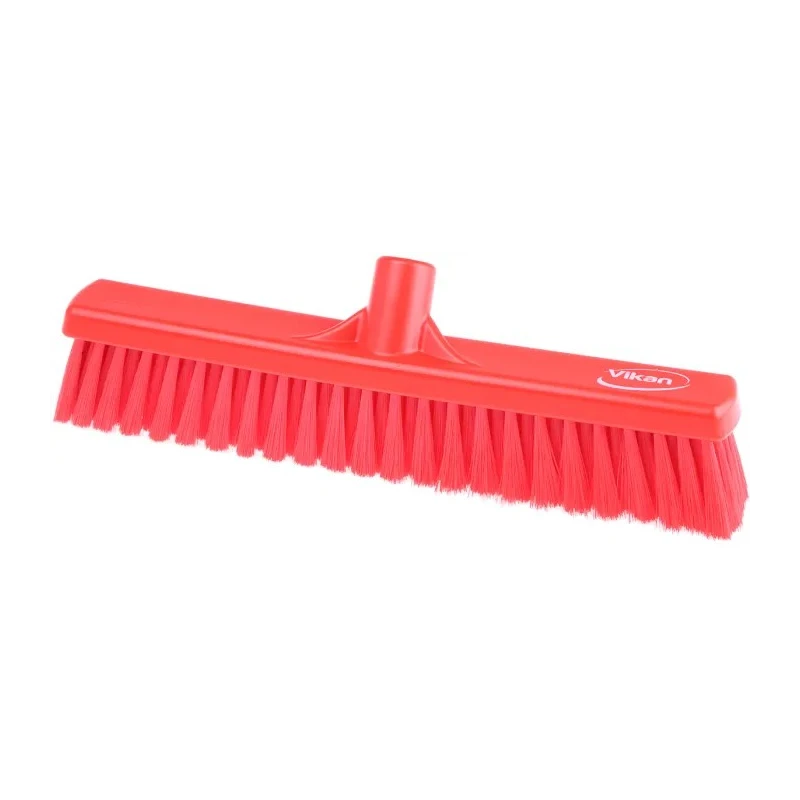 Vikan Red Push Broom with Polyethylene Terephthalate Bristles for Dry and Wet Areas 410mm Width 31794