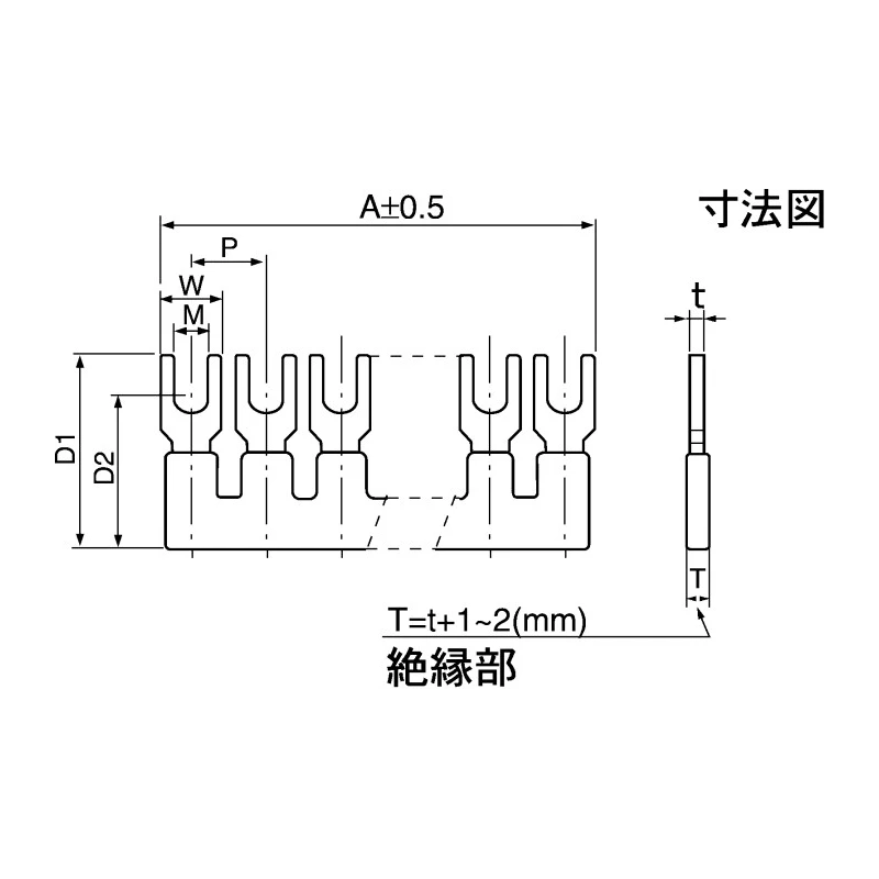 Toyogiken BB Series Jumper Bar for Use with DIN Rail Terminal Blocks BB7.0-8