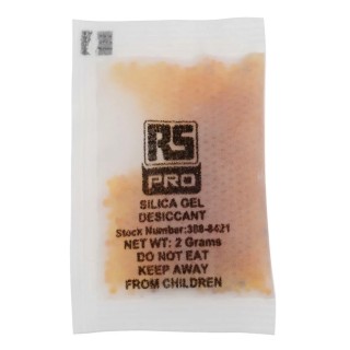 RS PRO Indicating Silica Gel Desiccant 2 g, RoHS Compliant, Moisture Absorption Indicator 388-8421
