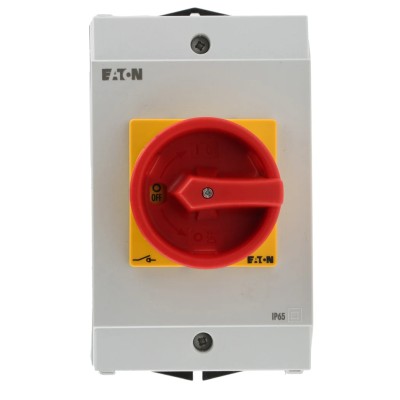 Eaton 2-Pole Surface Isolator Switch IP65, 32A, 13 kW, 1 Phase, Red Handle IP65