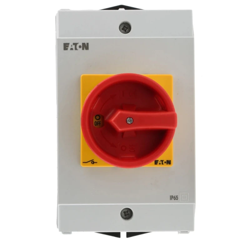 Eaton 2-Pole Surface Isolator Switch IP65, 32A, 13 kW, 1 Phase, Red Handle IP65