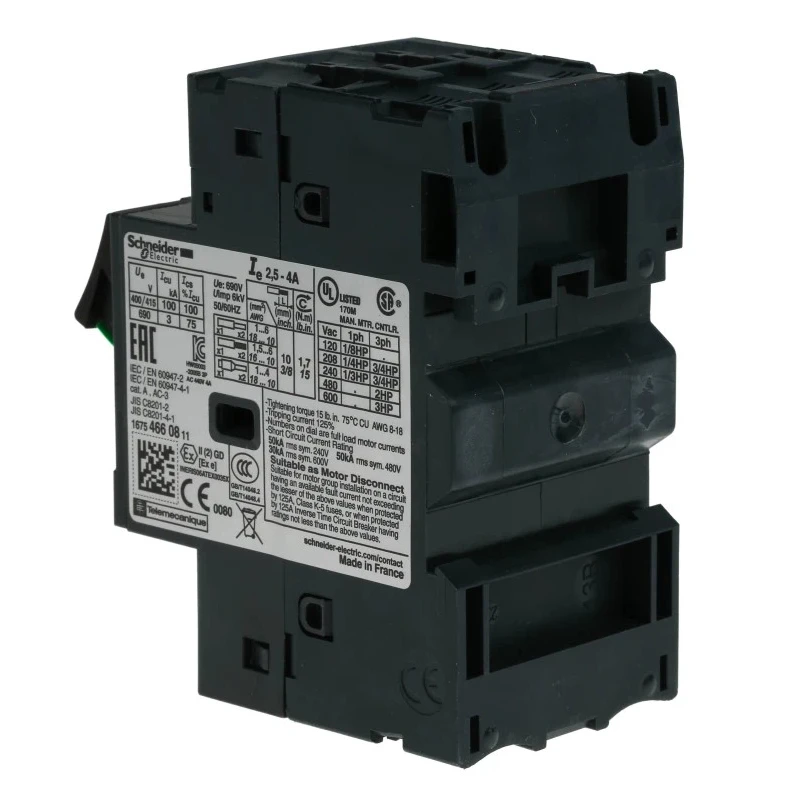 Schneider Electric Motor Protection Circuit Breaker 2.5-4A, 690V, Thermal Magnetic Sensing, 3 Poles GV2ME