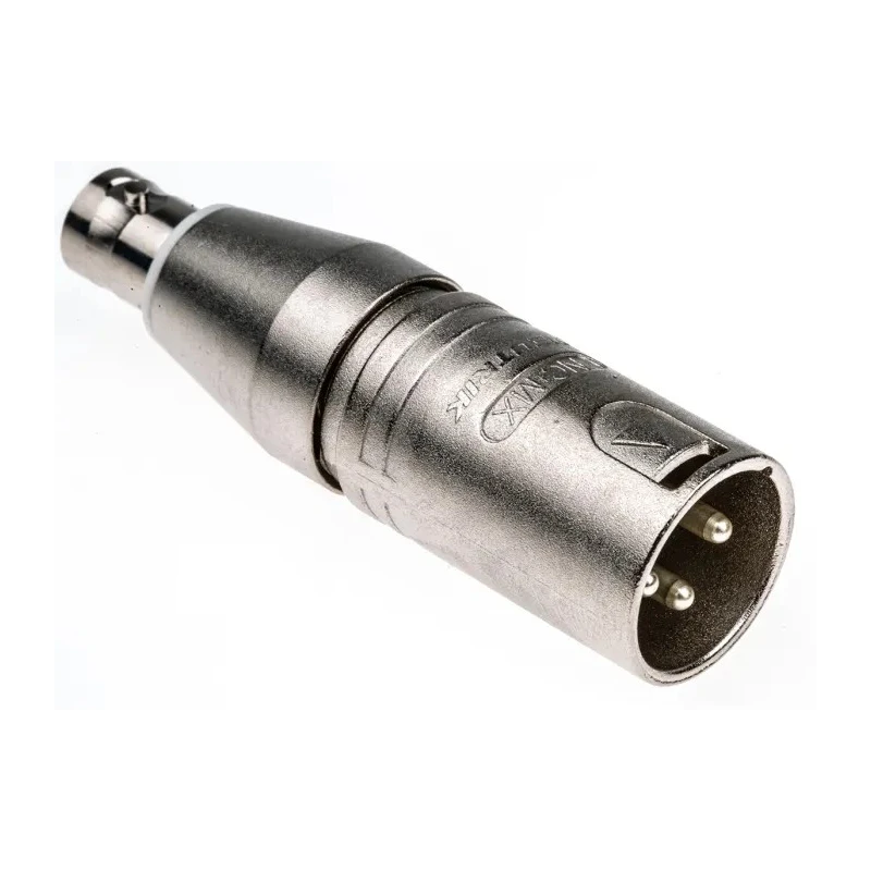 Neutrik Audio Female BNC Straight XLR AV Adapter 5V Steel Housing Silver NA2MBNC