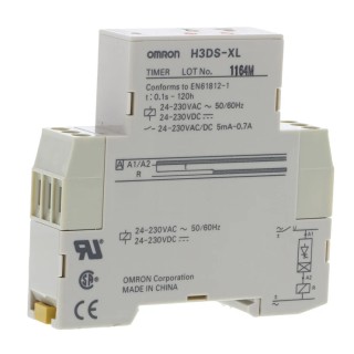 Omron DIN Rail Timer Relay, 1-Contact, 24 to 48 V dc 230V ac, 24 V ac, 0.1 s to 120 h, ON Delay H3DS