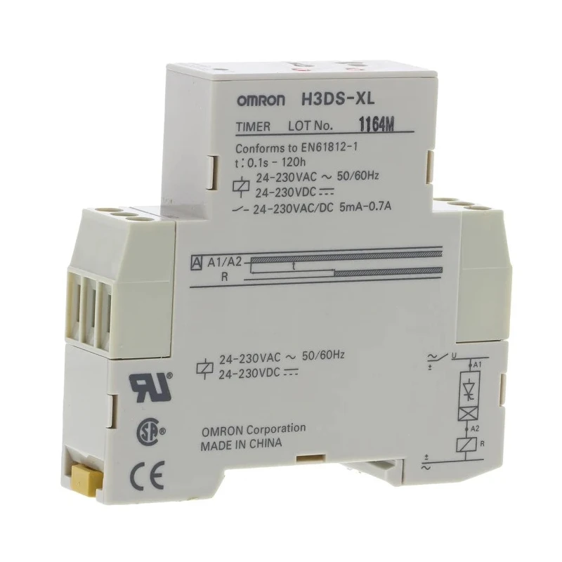 Omron DIN Rail Timer Relay, 1-Contact, 24 to 48 V dc 230V ac, 24 V ac, 0.1 s to 120 h, ON Delay H3DS