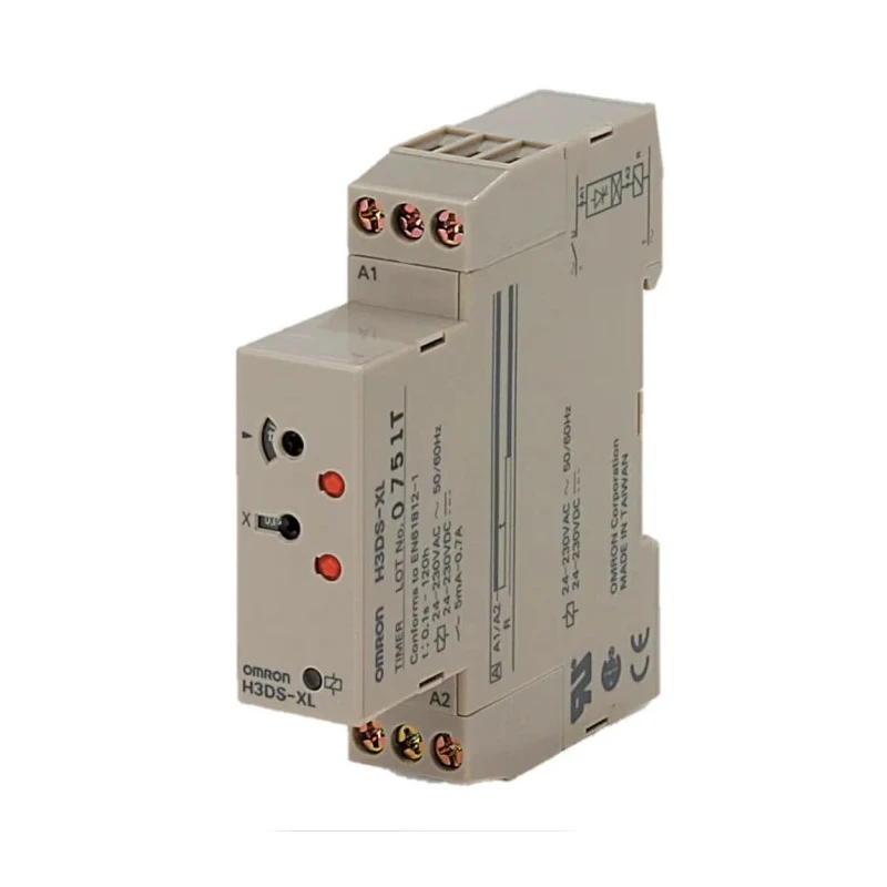 Omron DIN Rail Timer Relay, 1-Contact, 24 to 48 V dc 230V ac, 24 V ac, 0.1 s to 120 h, ON Delay H3DS