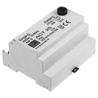Block 25 VA DIN Rail Transformer, 230 V ac Primary, 24 V ac Secondary, IEC 61558-2-6 Certified ACT25