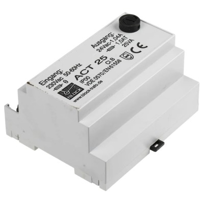 Block 25 VA DIN Rail Transformer, 230 V ac Primary, 24 V ac Secondary, IEC 61558-2-6 Certified ACT25