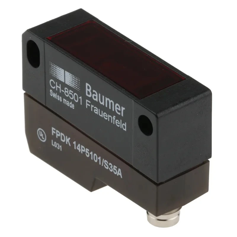 Baumer Retroreflective Photoelectric Sensor, Block Style, 7.2 m Detection Range, PNP Output, IP67 Rated FPDK 14P5101/S35A