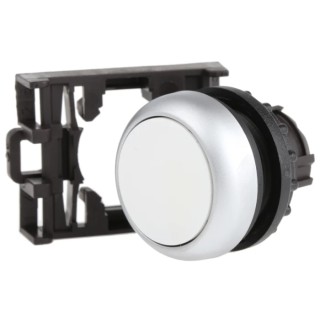 Eaton RMQ Titan M22 Series White Momentary Push Button Head, 22 mm Cutout Diameter, IP69K 78635765 M22-D-W+M22-A