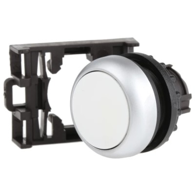 Eaton RMQ Titan M22 Series White Momentary Push Button Head, 22 mm Cutout Diameter, IP69K 78635765 M22-D-W+M22-A