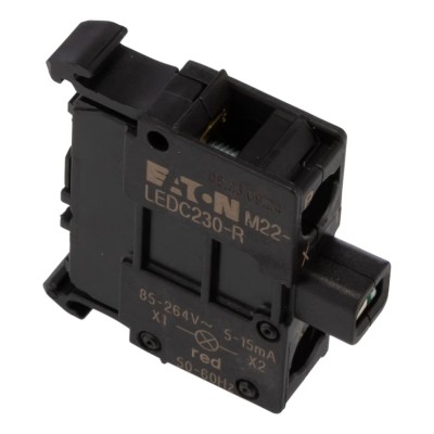 Eaton RMQ Titan M22 Series LED Light Block, Red Illumination, 264V AC, 15mA Current, Screw Terminal 216567 M22-LEDC230-R