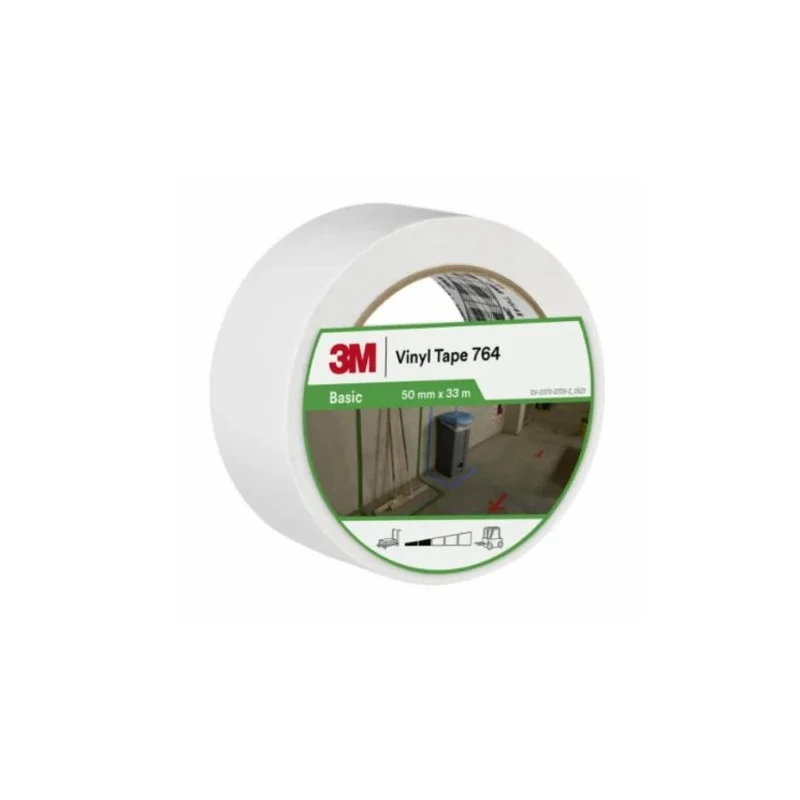 3M White Vinyl Lane Marking Tape 50mm x 33m, 0.13mm Thickness, Rubber Adhesive, Model 764