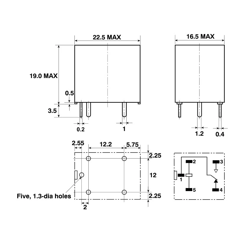 Omron PCB Power Relay, 24V DC Coil, 10A Switching Current, SPDT, PCB Mount G5LE-1 24DC