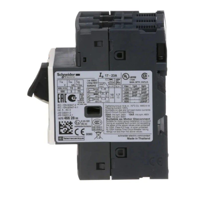 Telemecanique Motor Protection Circuit Breaker 17A to 21A, 690V, Thermal Magnetic, IP20, TeSyS GV Series GV2ME21