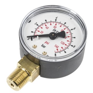 WIKA 50 mm R 1/4 in Plastic Case Pressure Gauge 10 bar 7203556