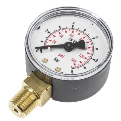WIKA 50 mm R 1/4 in Plastic Case Pressure Gauge 10 bar 7203556